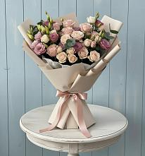 Букет цветов из:  Розы и Лизиантусы в Дубки Одинцовского района