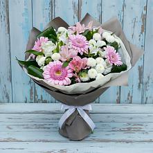 Букет цветов из:  Герберы, Альстромерии и Хризантемы в Дубки Одинцовского района