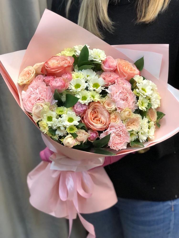 Букет цветов из: Гвоздики, Розы и Хризантемы в Дубки Одинцовского района