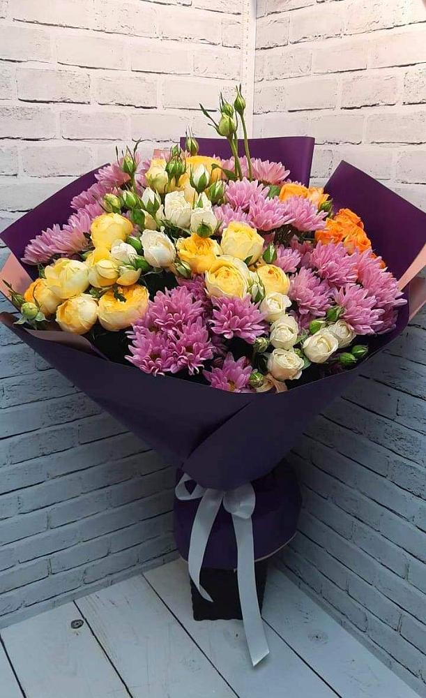 Букет цветов из: Хризантемы и Розы в Дубки Одинцовского района