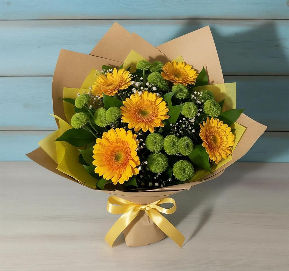 Букет цветов из: Герберы и Хризантемы в Дубки Одинцовского района