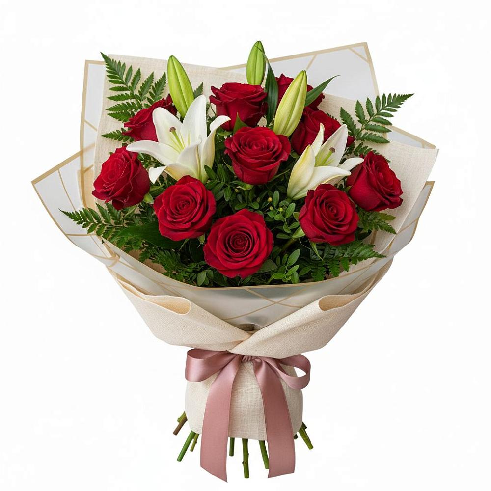 Букет цветов из: Лилии и Розы в Дубки Одинцовского района