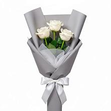 Букет 3 белые розы #REPLACE_PRED# Дубки Одинцовского района
