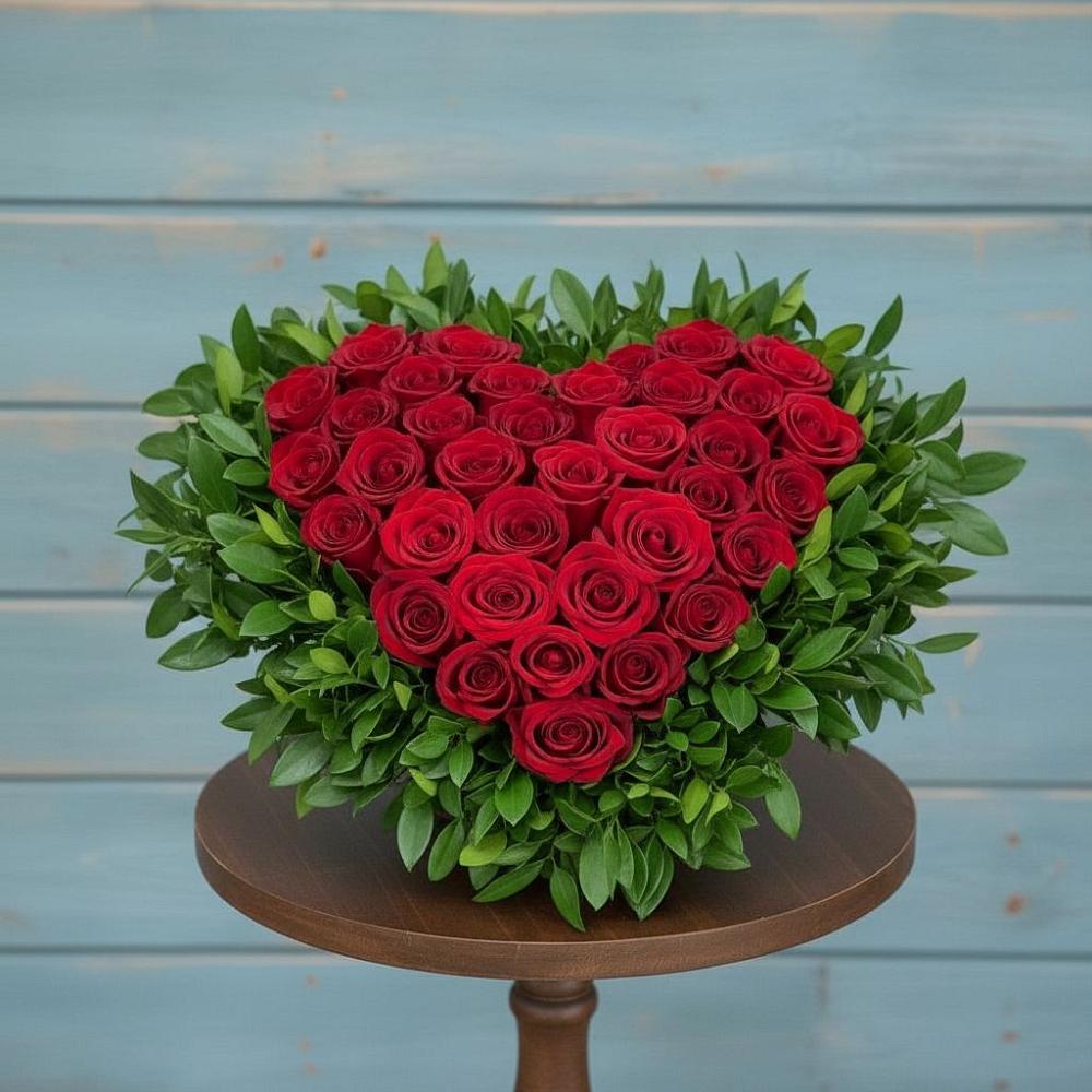 Цветочная композиция из Розы в виде сердца в Дубки Одинцовского района