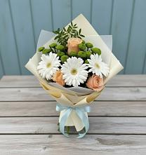 Букет цветов из:  Герберы, Розы и Хризантемы #REPLACE_PRED# Дубки Одинцовского района