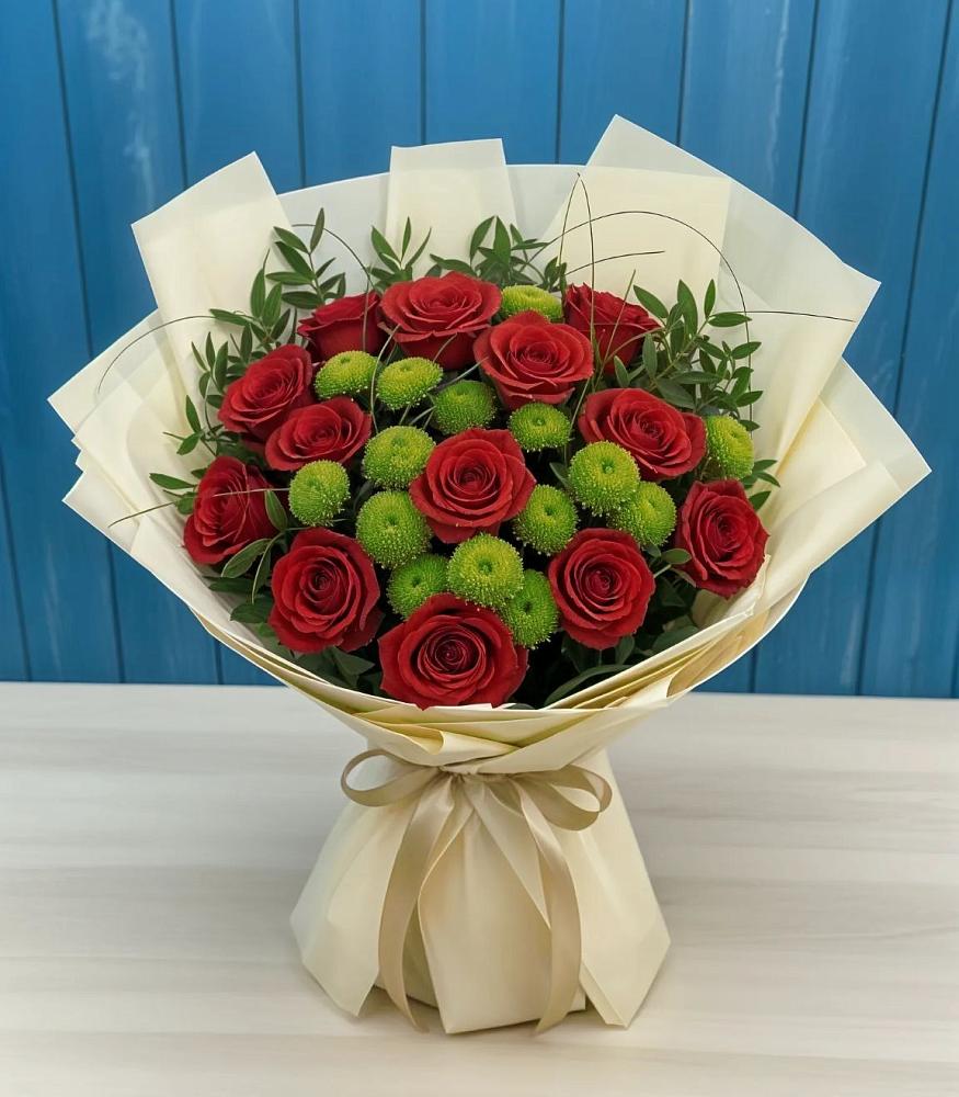 Букет цветов из: Розы и Хризантемы в Дубки Одинцовского района