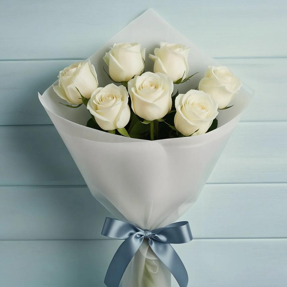 Букет 7 Белых роз Эдлесс Лав в Дубки Одинцовского района