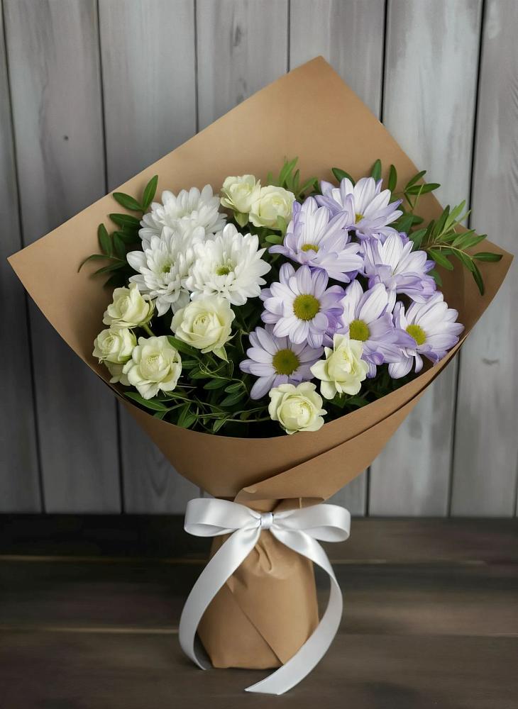 Букет цветов из: Хризантемы и Розы в Дубки Одинцовского района